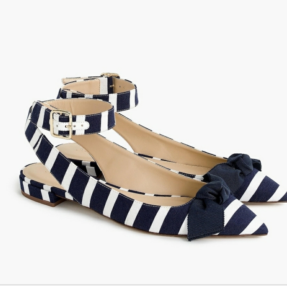 J. Crew Flat Navy Striped Flats
